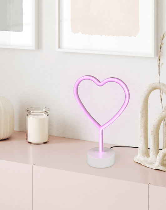 Lampe déco coeur néon led