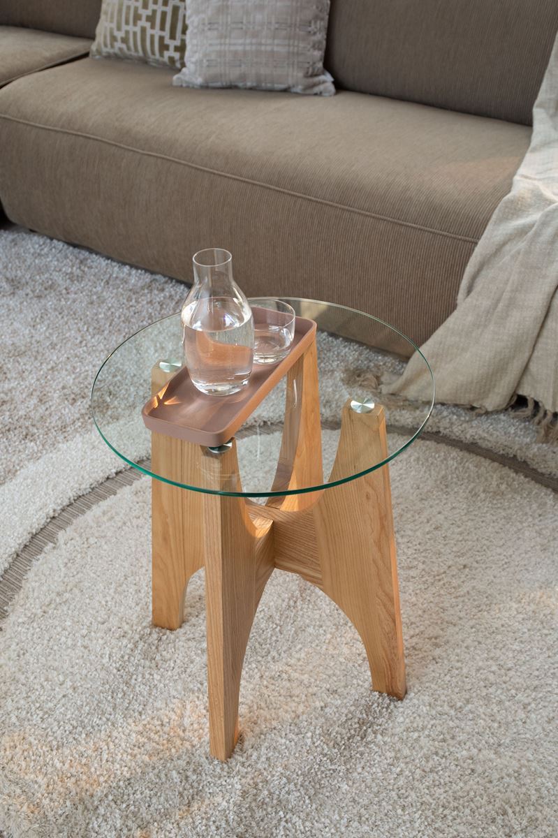 Table d'appoint ronde bois et verre Kobe - Zuiver