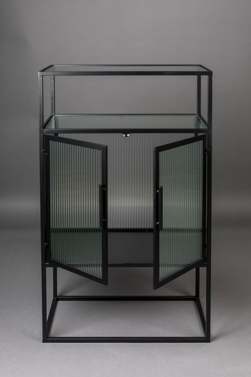 Meuble de rangement Boli métal noir et verre - Dutchbone