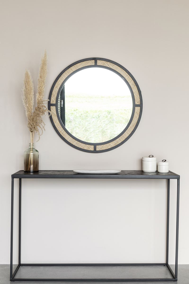 Miroir décoratif rotin AIDA rond - Boite à design